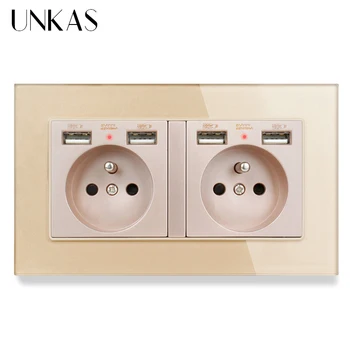 Golden 2 Gang French Standard Crystal Glass Panel Wall Socket with Charge Port Hidden Soft LED Indicator
Golden 2 Gang French Standard Crystal Glass Panel Wall Socket with Charge Port Hidden Soft LED Indicator