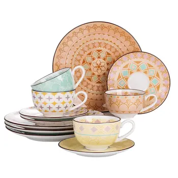 Vancasso Tulip 12-Piece Porcelain Multi-Color Mandala Coffee Combi-Set with Cups Saucers Dessert Plates Set Service for 4person
Vancasso Tulip 12-Piece Porcelain Multi-Color Mandala Coffee Combi-Set with Cups Saucers Dessert Plates Set Service for 4person