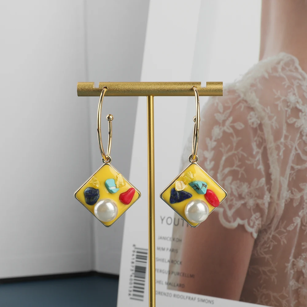 Fashion Geometric Round Square Imitation Pearls Drop Earrings Colorful Stone Gold Circle Statement Earring Charm Wedding Jewelry
Fashion Geometric Round Square Imitation Pearls Drop Earrings Colorful Stone Gold Circle Statement Earring Charm Wedding Jewelry
