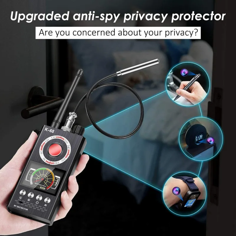 Anti Spy Detector Camera Finder Wireless Bug Hidden Camera Detector for GPS Tracking GSM Listening Device Finder RF Detector
Anti Spy Detector Camera Finder Wireless Bug Hidden Camera Detector for GPS Tracking GSM Listening Device Finder RF Detector