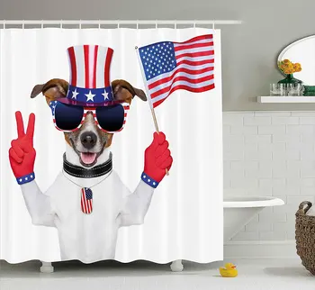 4th of July Funny Pet Dog with an Uncle Sam Hat Holding a Peace Sign and an American Flag Multicolor Shower Curtain Waterproof
4th of July Funny Pet Dog with an Uncle Sam Hat Holding a Peace Sign and an American Flag Multicolor Shower Curtain Waterproof