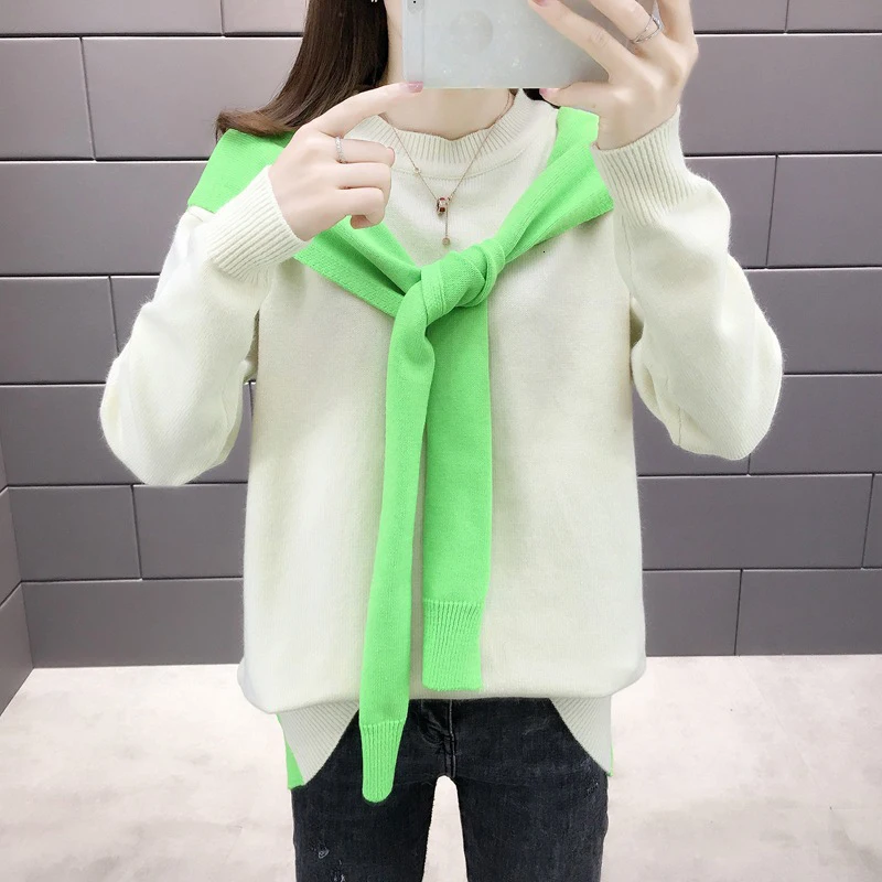 2019 Herfst And Winter New Korean Style Women Patchwork Shawl Fake Second Round Throat Wearing Trui
2019 Herfst And Winter New Korean Style Women Patchwork Shawl Fake Second Round Throat Wearing Trui