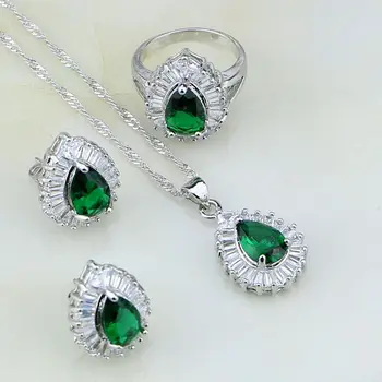 Natural Green Created Emerald White CZ 925 Sterling Silver Jewelry Sets For Women Wedding Earrings/Pendant/Necklace/Ring
Natural Green Created Emerald White CZ 925 Sterling Silver Jewelry Sets For Women Wedding Earrings/Pendant/Necklace/Ring
