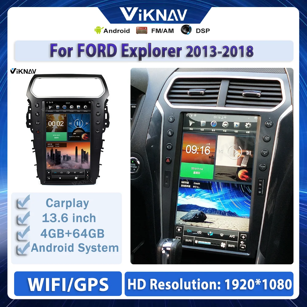 13.6 Inch Android System Car GPS Navigation For FORD Explorer 2013-2018 Multimedia DVD Player Tesla 64GB Car Radio 2din
13.6 Inch Android System Car GPS Navigation For FORD Explorer 2013-2018 Multimedia DVD Player Tesla 64GB Car Radio 2din