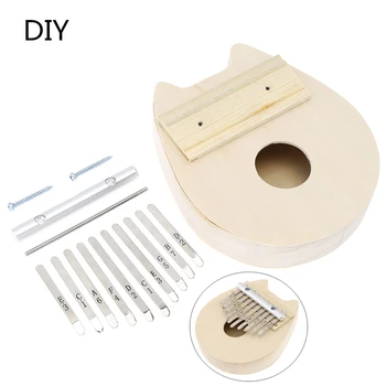 

10 Key Cat Shape Kalimba DIY Kit Basswood Thumb Piano Mbira for Handwork Painting Parents-child Campaign for Beginner