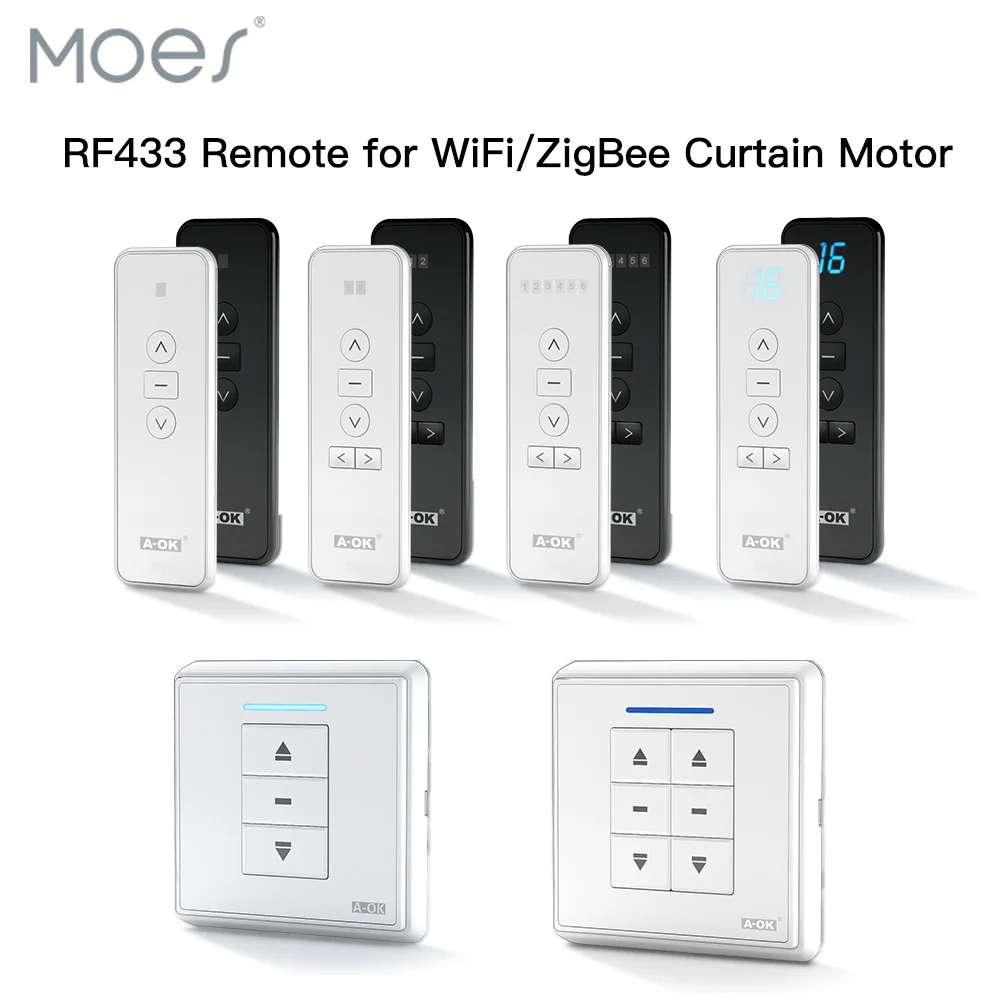 RF433 Remote Emitter For Controlling WiFi ZigBee Curtain Motor Hand-held Wall-Mounted Transmitter Multiple Channels Optional
RF433 Remote Emitter For Controlling WiFi ZigBee Curtain Motor Hand-held Wall-Mounted Transmitter Multiple Channels Optional