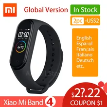 הגלובלי גרסת שיאו mi mi Band 4 חכם שעון צמיד mi band 4 צמיד קצב לב כושר צבע מסך Bluetooth 5.0 סיני(China)