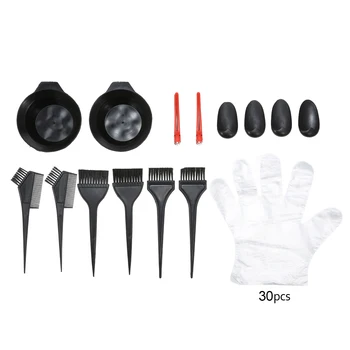 

Hair Coloring Kit Hair Dyeing Brushes Double Sided Tint Combs Mixing Bowls Hair Clips Ear Covers Disposable Gloves for Home