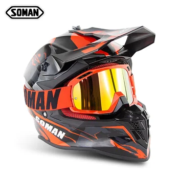 ECE Approved Soman SM633 Retro Flip up Motocross Helmets+SM15 Goggles Full Face Classic casco capacete moto Motorcycle Helmet
ECE Approved Soman SM633 Retro Flip up Motocross Helmets+SM15 Goggles Full Face Classic casco capacete moto Motorcycle Helmet