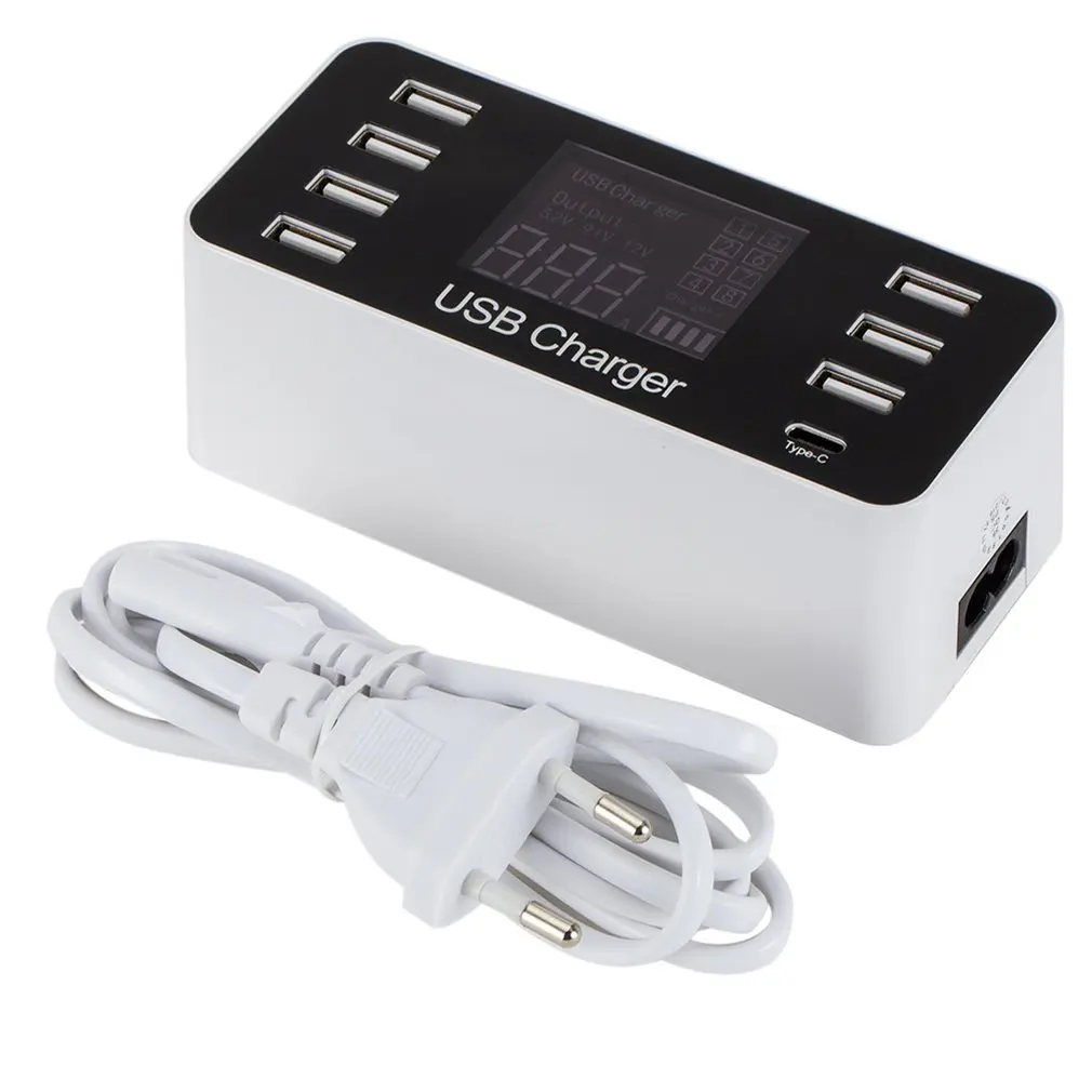 New A9 type-cb 8-port USB mobile phone charger LCD digital display 5V 8A 40W universal intelligent multi-terminal jack
New A9 type-cb 8-port USB mobile phone charger LCD digital display 5V 8A 40W universal intelligent multi-terminal jack