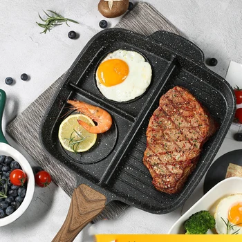 Breakfast Pot Three-in-one Multi-function Cuisine Flat Frying Pan Non-stick Omelet Cooker Pot 3 Section Frying Pan Cooking Tool
Breakfast Pot Three-in-one Multi-function Cuisine Flat Frying Pan Non-stick Omelet Cooker Pot 3 Section Frying Pan Cooking Tool