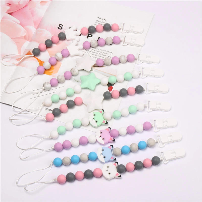 2020 New Baby Teething Soother Chew Toy Dummy Clips DIY Silicone Baby Pacifier Clip Personalised Colorful Pacifier Chain
2020 New Baby Teething Soother Chew Toy Dummy Clips DIY Silicone Baby Pacifier Clip Personalised Colorful Pacifier Chain