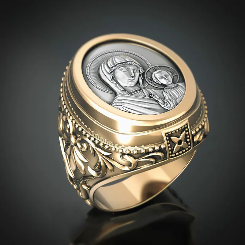 Vintage Punk Rings for Men Rock Virgin Mary Hand Engraving Memento Legend Myth Character Design Gold Color Retro Ring
Vintage Punk Rings for Men Rock Virgin Mary Hand Engraving Memento Legend Myth Character Design Gold Color Retro Ring