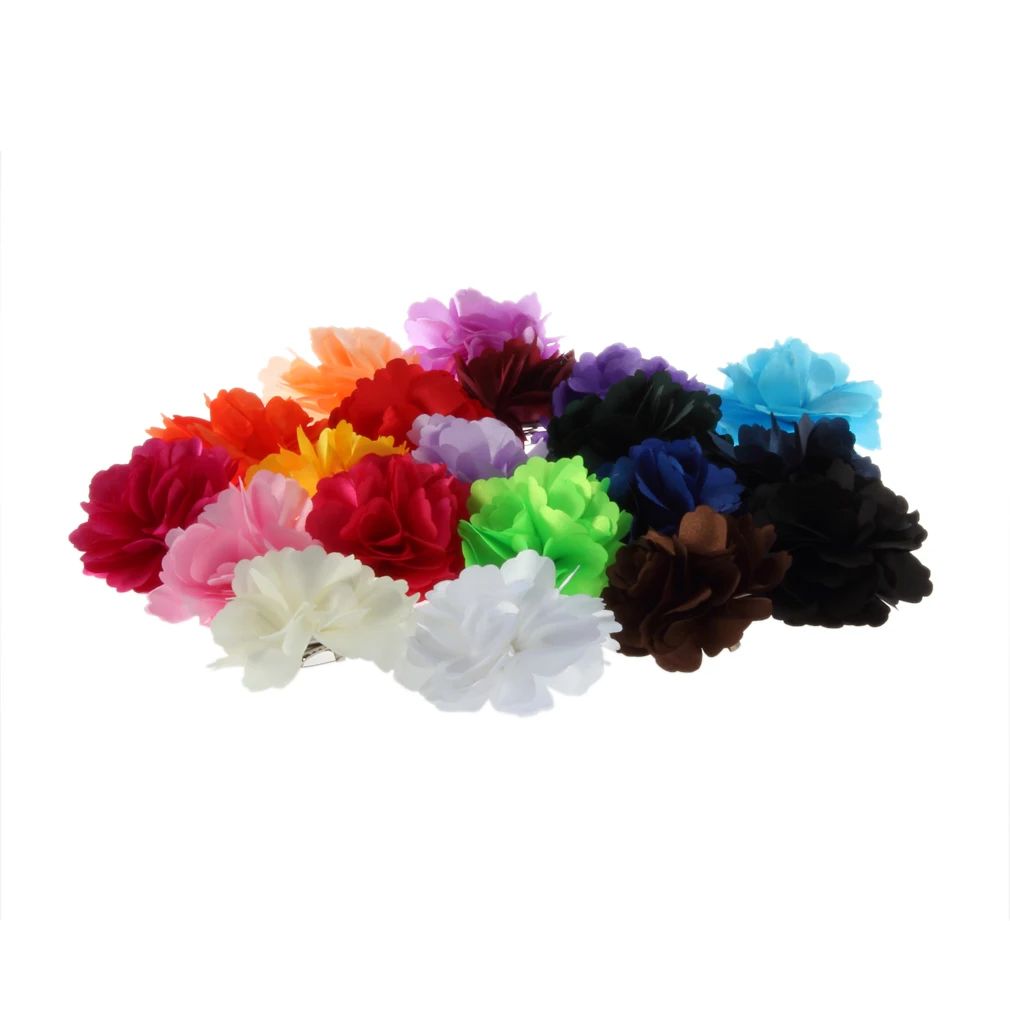 Multi-color use Woman Lady Satin Peony Flower Hair Clip Brooch Breastpin Artificial Flower For Wedding Decoration DIY Wreath