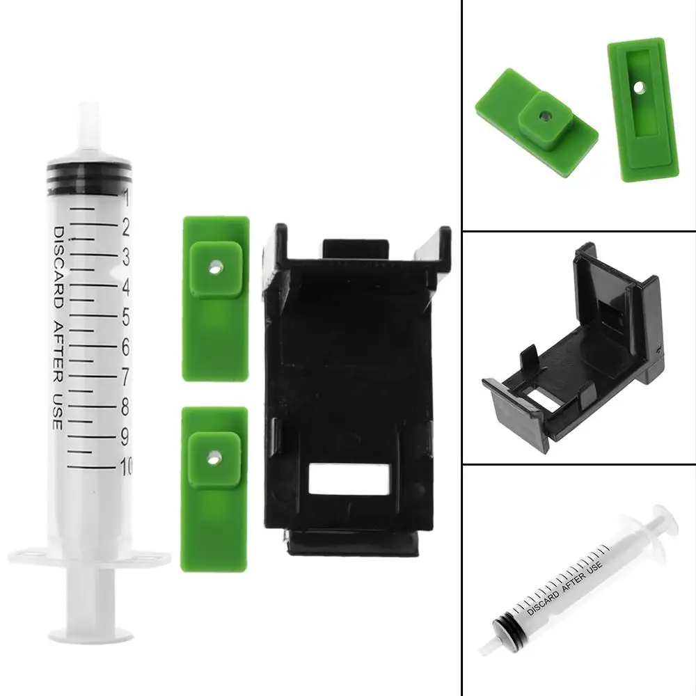 100% Brand New and High Quality Ink Refill Cartridge Clip+ 2pcs Rubber Pads + Syringe Tool Kit for HP 60/61 802
100% Brand New and High Quality Ink Refill Cartridge Clip+ 2pcs Rubber Pads + Syringe Tool Kit for HP 60/61 802