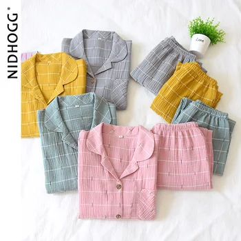 Couple's Plaid Combed Cotton Gauze Pajamas Men's and Women's Long Sleeve Thin Sleepwear 2 Piece Set Autumn Loungewear Nightwear
Couple's Plaid Combed Cotton Gauze Pajamas Men's and Women's Long Sleeve Thin Sleepwear 2 Piece Set Autumn Loungewear Nightwear