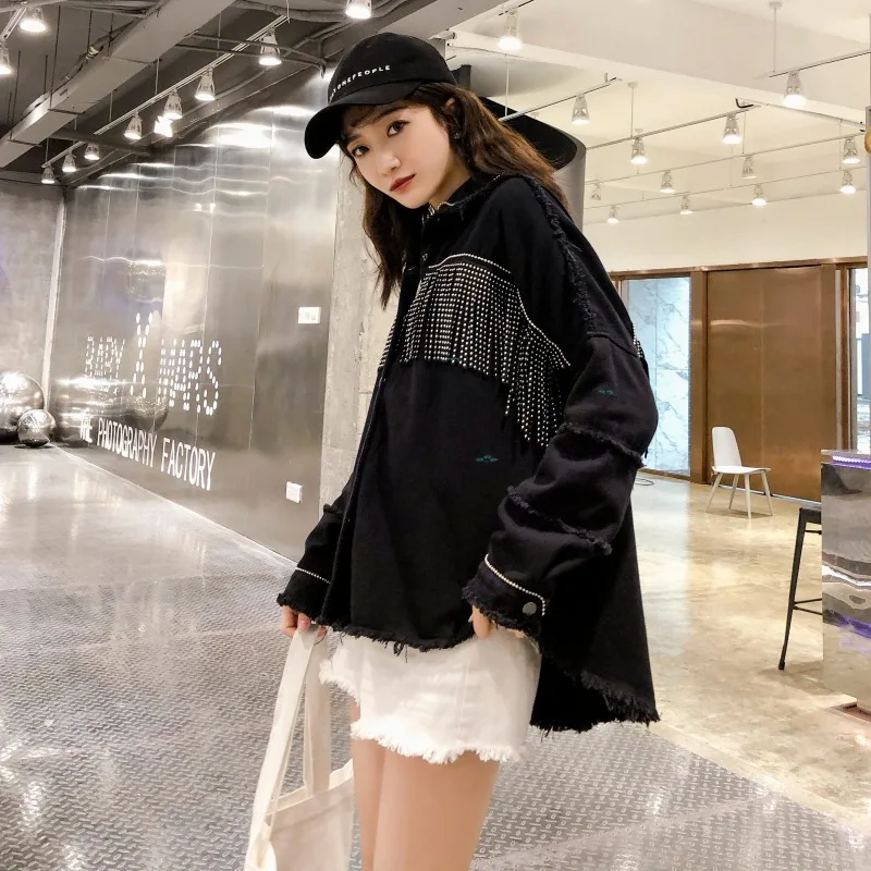 2020 Autumn Denim Jacket Loose Long Sleeve Single Breasted Loose Button Coat Woman Jeans Jacket Irregular Streetwear Women
2020 Autumn Denim Jacket Loose Long Sleeve Single Breasted Loose Button Coat Woman Jeans Jacket Irregular Streetwear Women