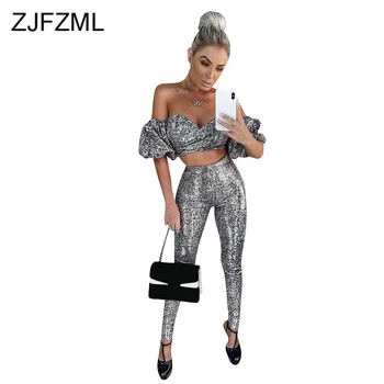 Snake Skin Print 2 Piece Matching Set Women Clothes Off Shoulder Puff Sleeve Crop Top + Pencil Pant Sweatsuit Summer Club Outfit
Snake Skin Print 2 Piece Matching Set Women Clothes Off Shoulder Puff Sleeve Crop Top + Pencil Pant Sweatsuit Summer Club Outfit