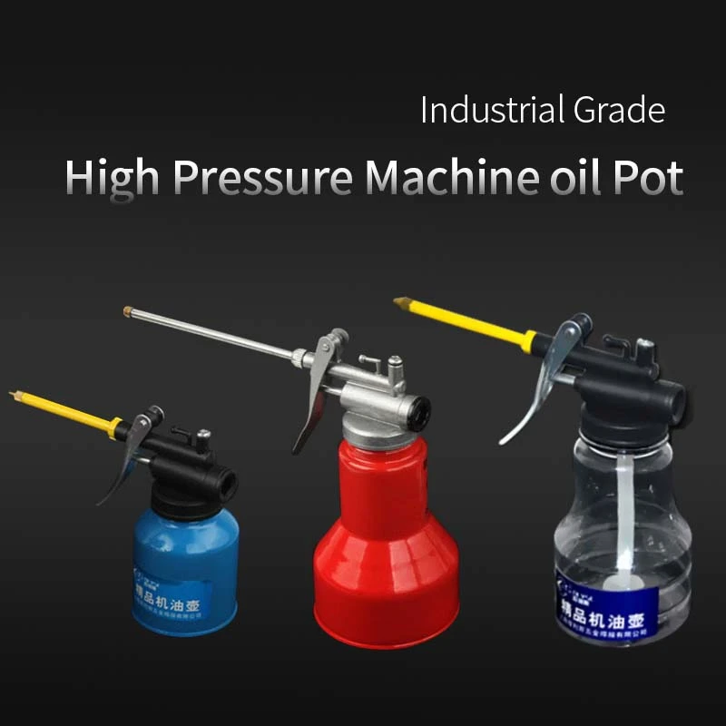 

250ml 450ml High Pressure Machine Oil Pot Oil Filling Equipment Transparent Plastic/Metal Pot Brass Nozzle Lubrication Oiler