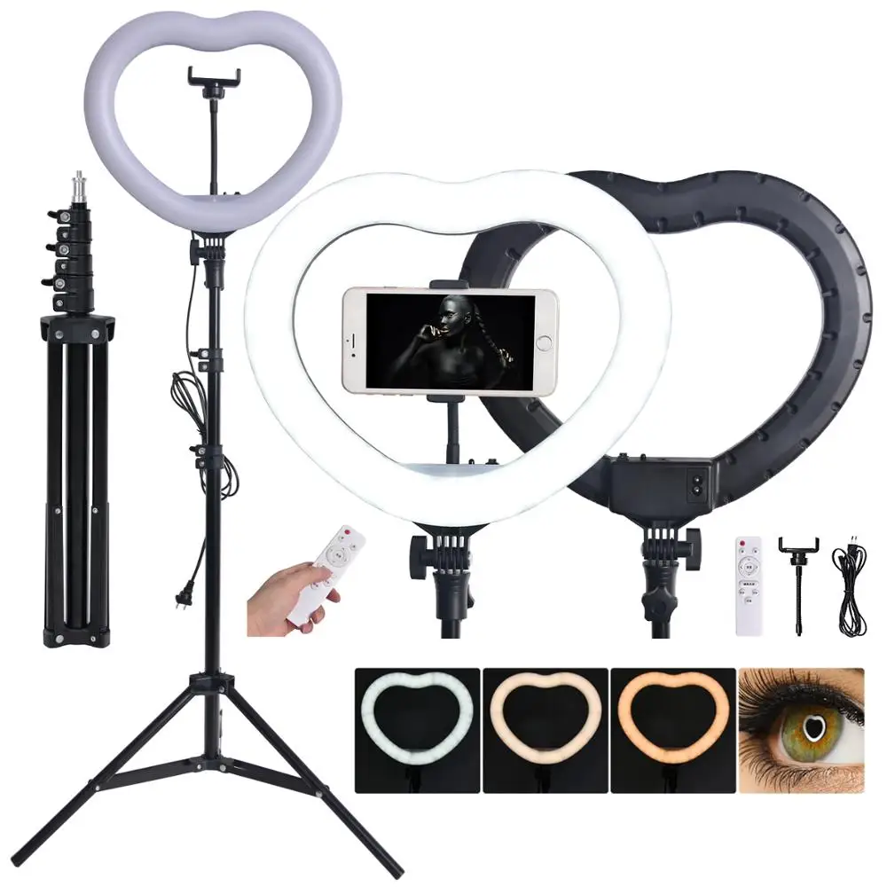 Fusitu FT-X258 Bi-color Lamp Heart-Shaped LED Photography Light 3200K-5600K Lamp With Tripod Remote For Selfie Makeup Studio
Fusitu FT-X258 Bi-color Lamp Heart-Shaped LED Photography Light 3200K-5600K Lamp With Tripod Remote For Selfie Makeup Studio
