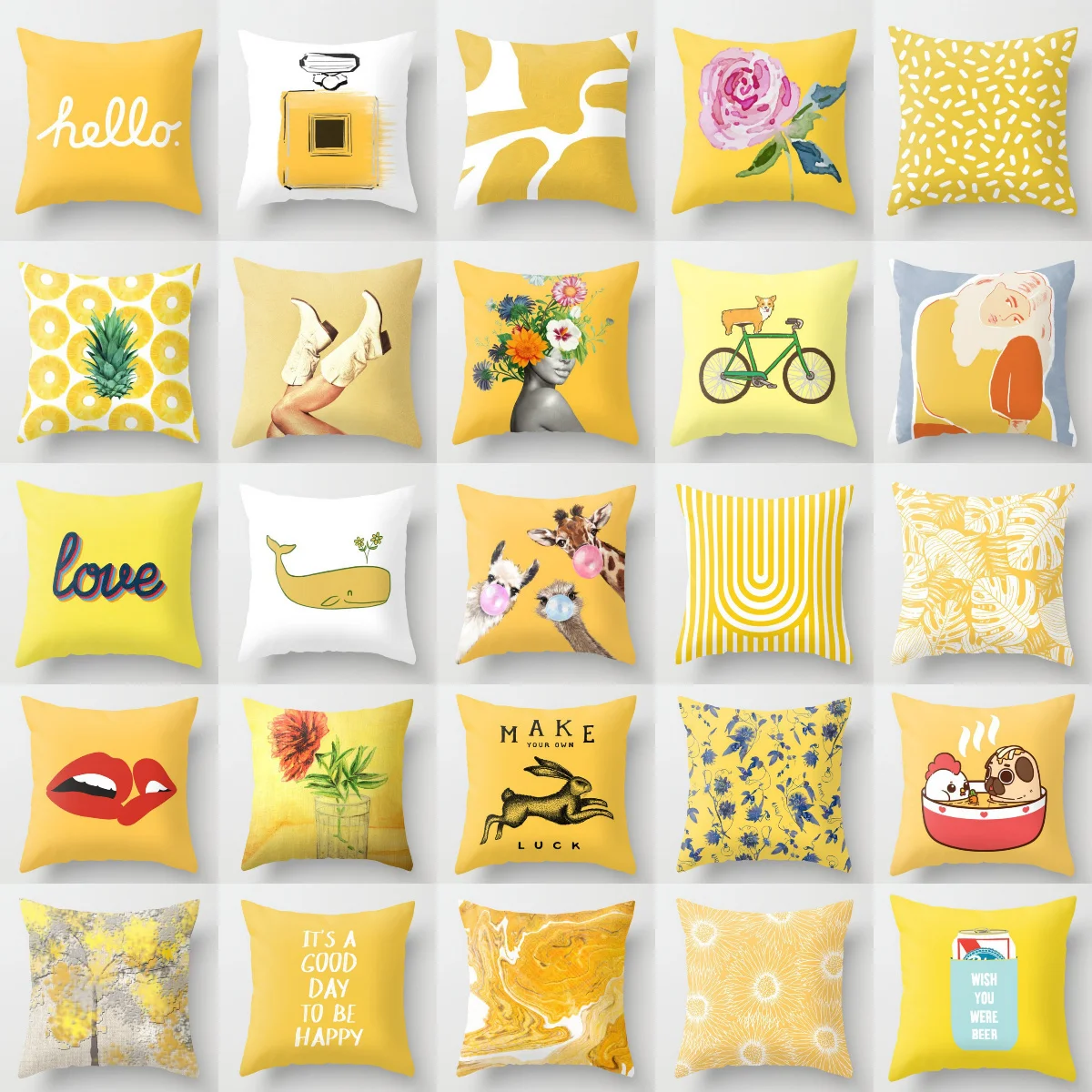 Летняя мода свежий желтый симпатичный чехол для подушки геометрический