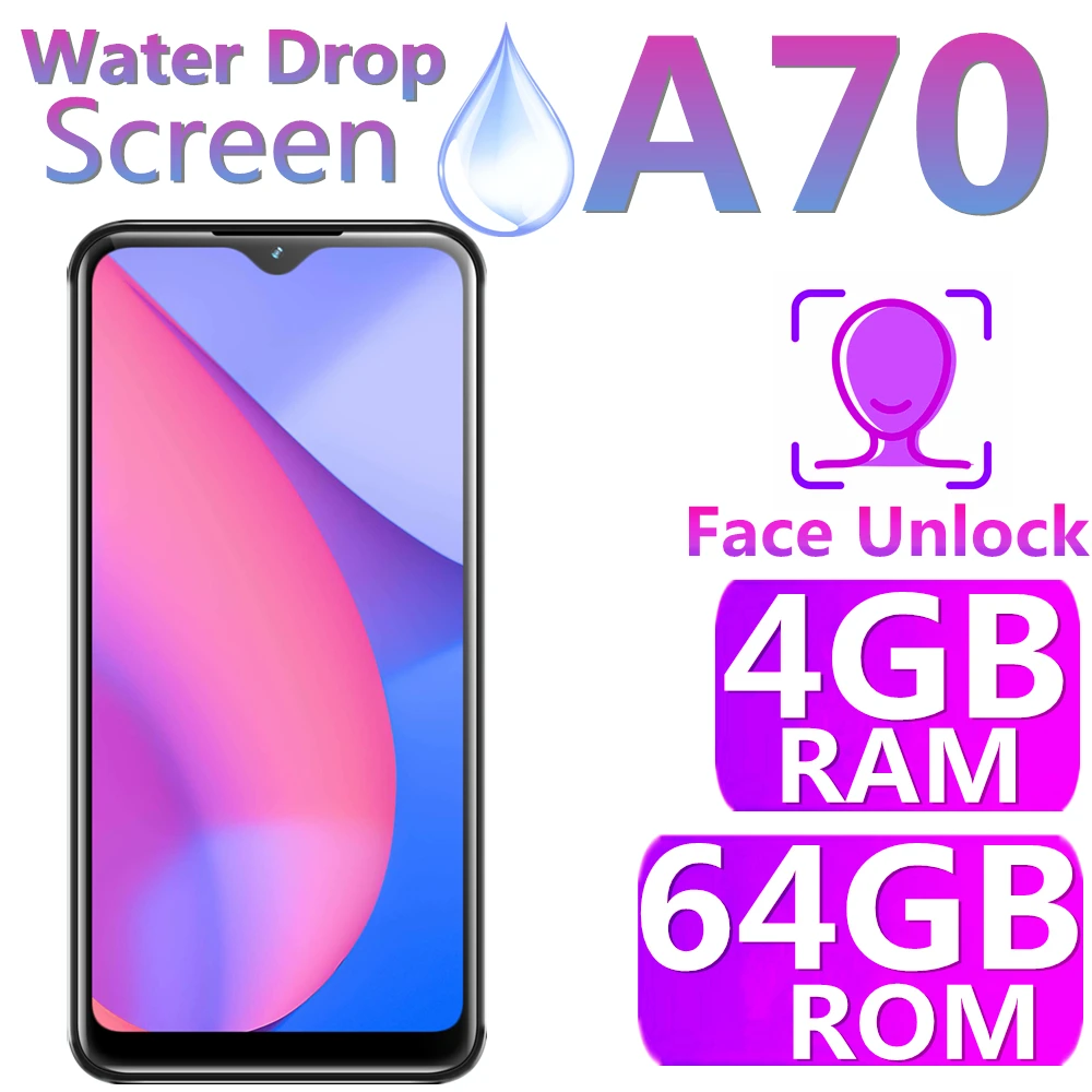 Original Mobile Phone A70 4GB RAM 64G ROM 13MP 6.0INCH Face Recognition Unlocked Smartphones Android OS Cellphones
Original Mobile Phone A70 4GB RAM 64G ROM 13MP 6.0INCH Face Recognition Unlocked Smartphones Android OS Cellphones