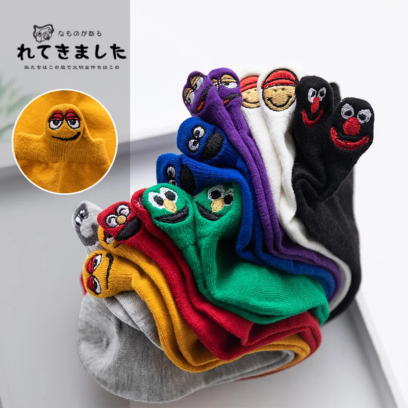 Size-35-42-Kawaii-Women-Socks-Happy-Fashion-Ankle-Funny-Socks-Women-Cotton-Embroidered-Expression-Candy
