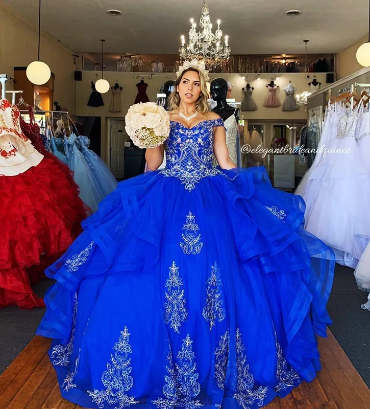 Royal Blue Beaded Crystals Quinceanera Prom Dresses 2020 Ruffles skirt Sweetheart Lace Ball Gown Tulle Party Sweet 16 Dress
Royal Blue Beaded Crystals Quinceanera Prom Dresses 2020 Ruffles skirt Sweetheart Lace Ball Gown Tulle Party Sweet 16 Dress