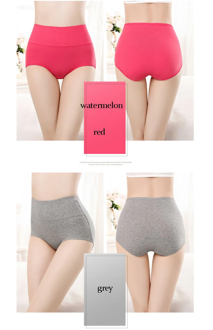 Description Picture 5 of itemQA286 Hot Sale Cotton Panties High Waist Women Underwear Comfortable Solid Lingerie Control Waist Female Briefs Plus Size