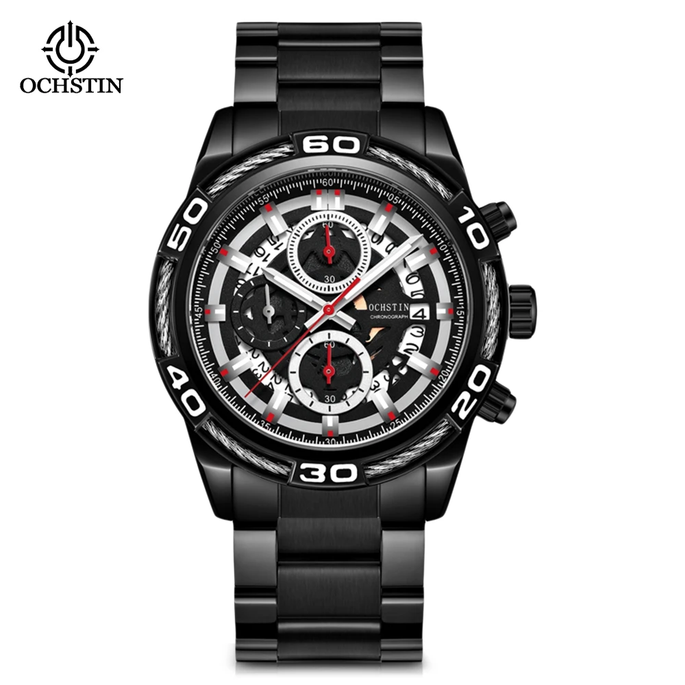 

OCHSTIN Men Quartz Watch Water Resistant Stainless Steel Strap Luminous Pointers Calendar Sport Watches Fashion Wristwatches