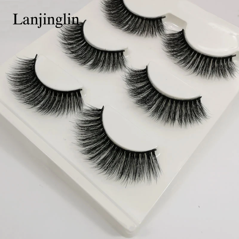 Faux Cils 3 Pairs False Eyelashes Soft Natural Long Wispy Fluffy 3D Mink Lashes Handmade Makeup Tool Extension Fake Eye Lashes 52 H629fba5bcfa94b18937e19aec0656c4bY