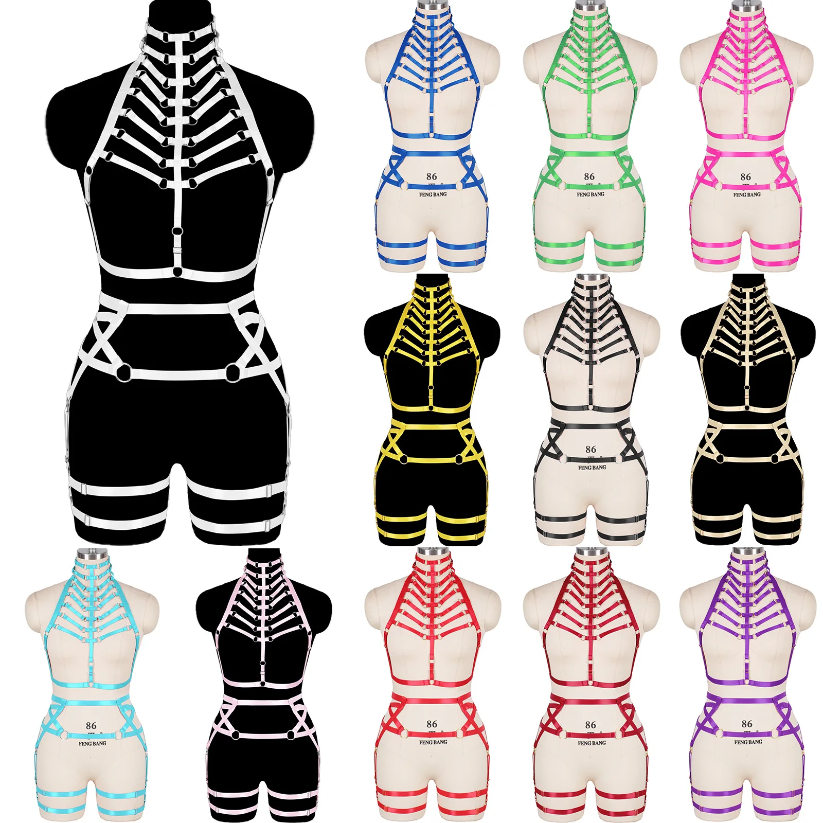 

Women Sex Bdsm Game Harness Bondage Suspender Goth Slim Body Binding Pentagonal Strappy Erotic Hollow Out Adjust Exotic Lingerie