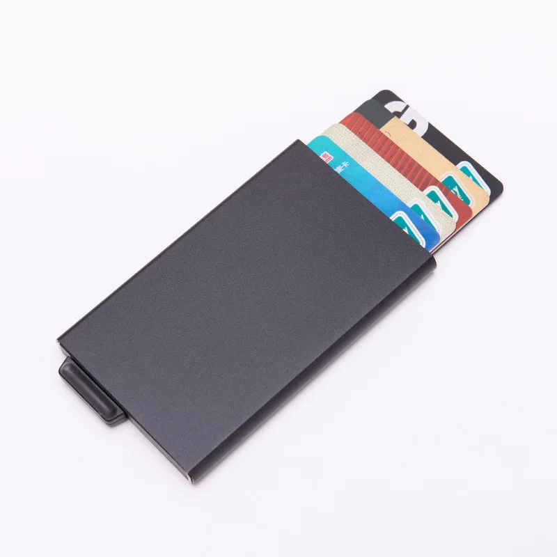 

Aluminium Alloy New Style Automatic xin yong ka he Anti-Degaussing Bank Card Clamp Business Card RFID Wallet