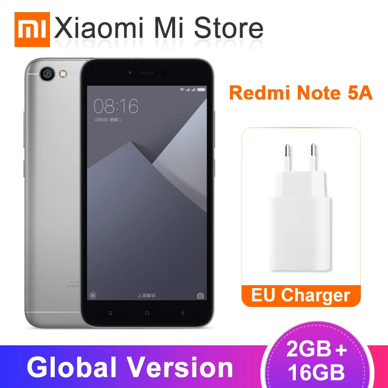 

Global Version Xiaomi Redmi Note 5A 2GB 16GB Mobile Phone Snapdragon 425 Quad Core 13.0MP Camera 5.5" 3080mAh Battery