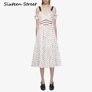 Spaghetti Strap V Neck Chiffon Ruffle Dress Woman Red Dot sleeveless patchwork High Waist mid-calf Dresses Summer vacation New
Spaghetti Strap V Neck Chiffon Ruffle Dress Woman Red Dot sleeveless patchwork High Waist mid-calf Dresses Summer vacation New
