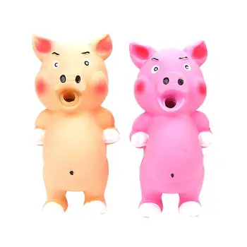

2 Pcs Molar Toy Dog Rubber Cartoon Pig Shape Sound Making Chewing Toys Interactive Educational Plaything (Pink, Orange)