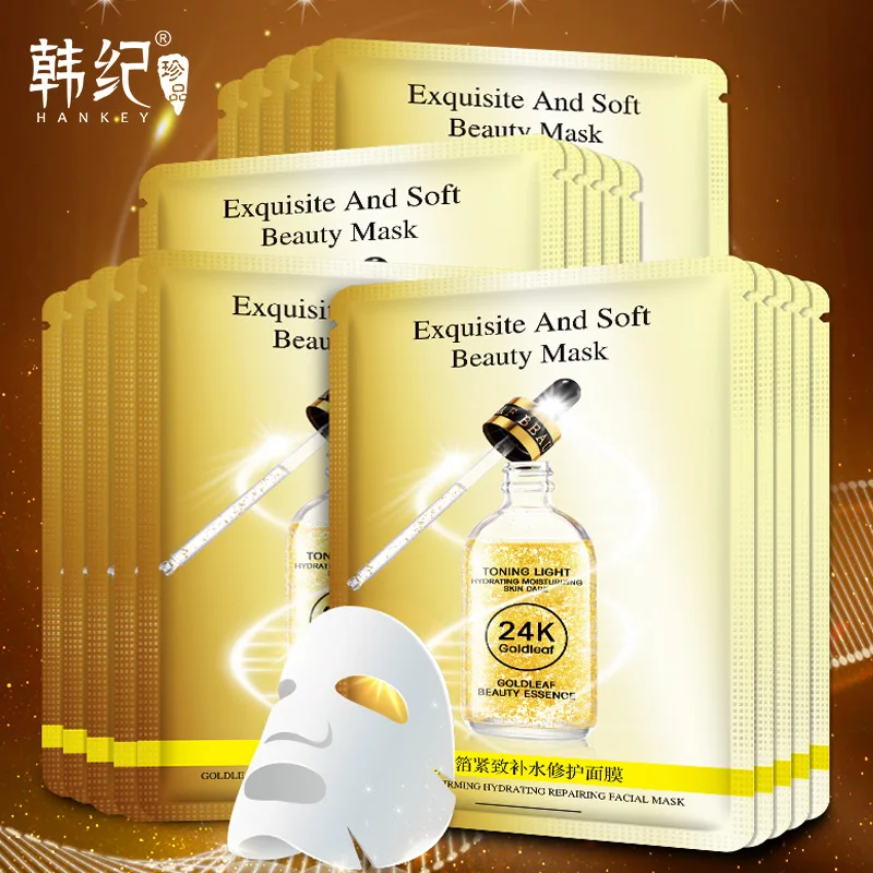 10Pcs HANKEY 24K gold foil extract facial masks Anti-Aging Moisturizing Oil-control Shrink pores face mask korean skin care
10Pcs HANKEY 24K gold foil extract facial masks Anti-Aging Moisturizing Oil-control Shrink pores face mask korean skin care