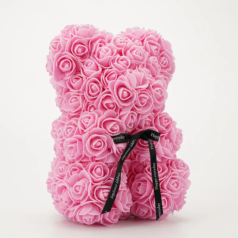 25CM White Rose Bear Artificial Flower Rose Teddy Bear For Valentine's Birthday Christmas Gift 25CM White Rose Bear Artificial Flower Rose Teddy Bear For Valentine's Birthday Christmas Gift