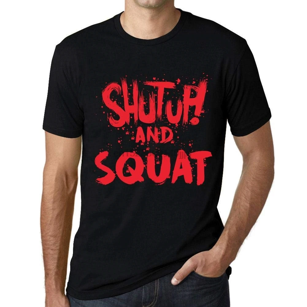Мужская и rsquoS Винтажная Футболка графическая футболка Shut Up And Squat Deep black red Text |