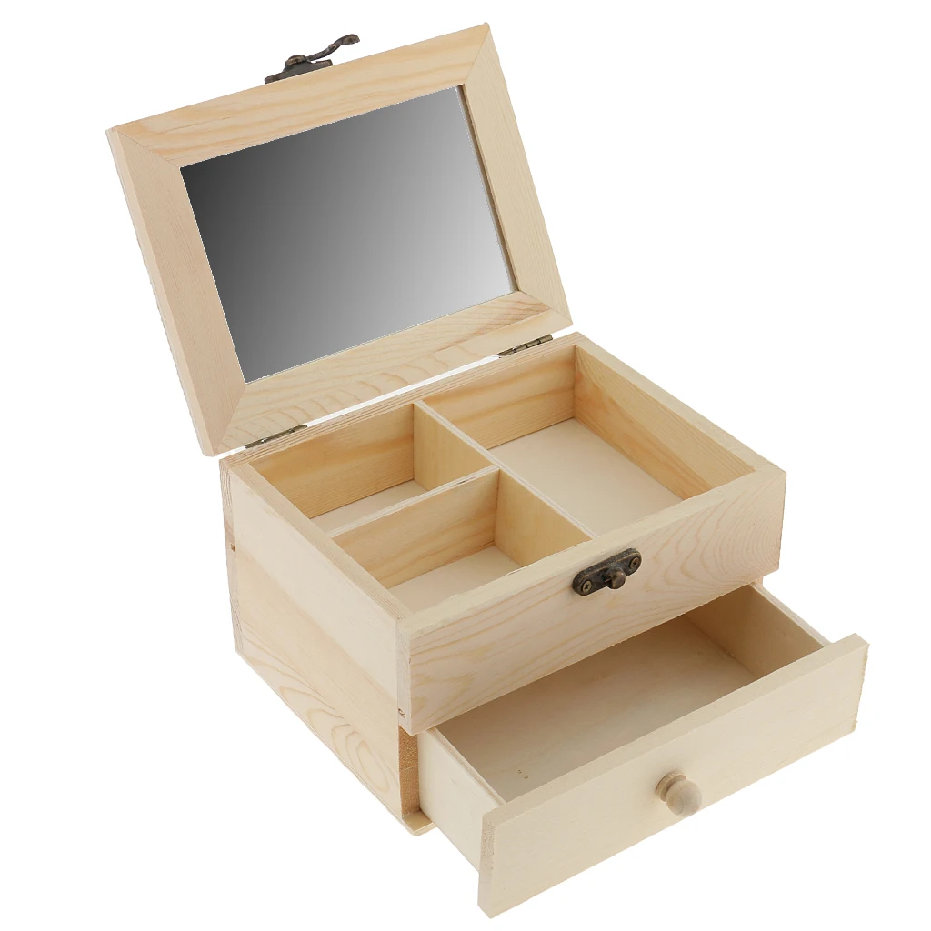 Wooden Jewelry Box Organizer 2 Layers Jewelry Case for Earring Ring Necklace Bracelet - PU Leather Storage Box with Lock Wooden Jewelry Box Organizer 2 Layers Jewelry Case for Earring Ring Necklace Bracelet - PU Leather Storage Box with Lock