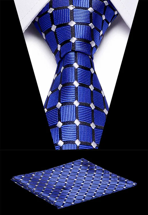 

New Fashion Paisley Tie Men's 7.5cm Silk Necktie Handkerchief Wedding Solid Tie Hanky Sets