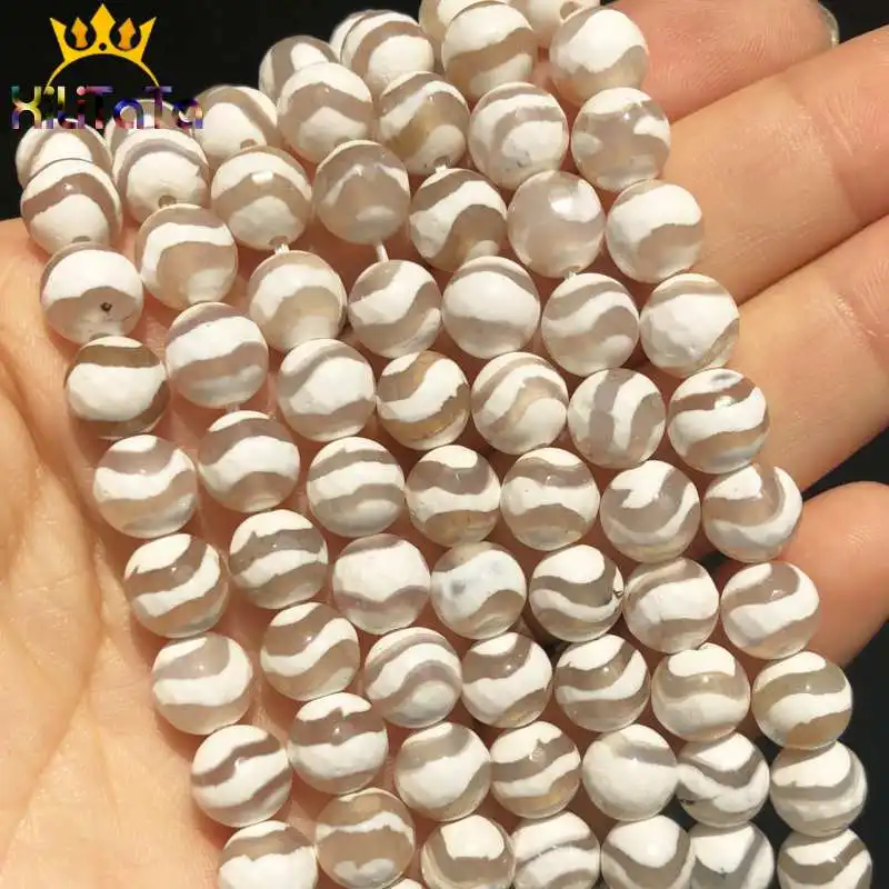 

Natural Stone Faceted White Water Wave Stripe Agates Round Loose Spacer Beads For Making Jewelry Diy Bracelet 15''Strand 8/10mm