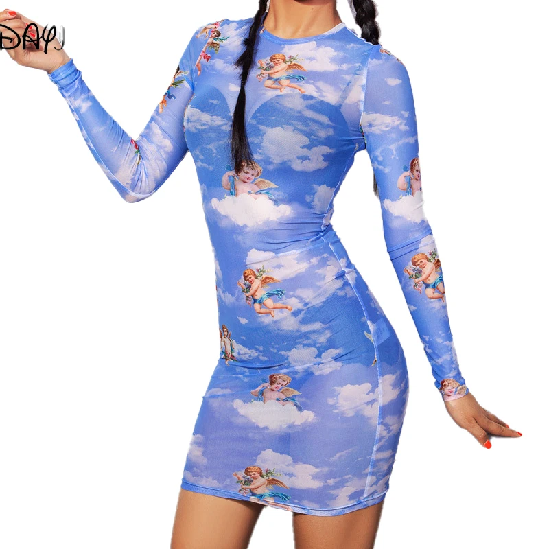 DAYIFUN O-neck Long Sleeve High Waist Cupid Print Mesh See-through Sexy Dresses Autumn Winter Women Fashion Party ZY88100
DAYIFUN O-neck Long Sleeve High Waist Cupid Print Mesh See-through Sexy Dresses Autumn Winter Women Fashion Party ZY88100