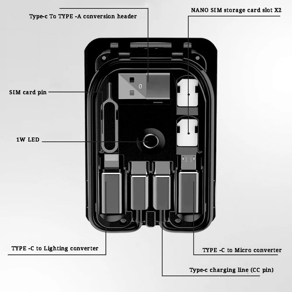 Connector Adapter Card Travel Portable Multifunctional Data Cable Storage Type C Universal LED Light Electronics USB Interface
Connector Adapter Card Travel Portable Multifunctional Data Cable Storage Type C Universal LED Light Electronics USB Interface