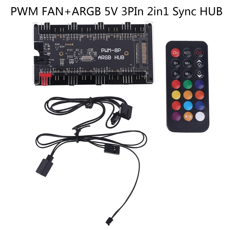 PWM FAN+ARGB LED 2in1 Sync HUB Controller 1 To 8 Multi Way Splitter 5V 3PIN RGB cooler Fan Adapter AURA ARGB Addressble
PWM FAN+ARGB LED 2in1 Sync HUB Controller 1 To 8 Multi Way Splitter 5V 3PIN RGB cooler Fan Adapter AURA ARGB Addressble