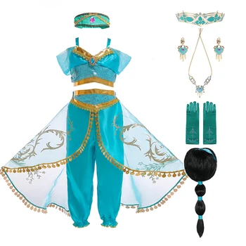 Kid Aladdin and the Magic Lamp's Princess Jasmine Costumes Top Pants Set with Headband Girl Jasmine Birthday Party Dress Cosplay 
Kid Aladdin and the Magic Lamp's Princess Jasmine Costumes Top Pants Set with Headband Girl Jasmine Birthday Party Dress Cosplay