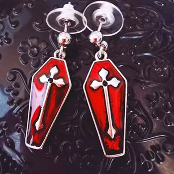 Dangle Earring Retro Death Cross Red Dripping Coffin Plate Earrings Punk Goth Statement Earrings for Women Halloween Accessories
Dangle Earring Retro Death Cross Red Dripping Coffin Plate Earrings Punk Goth Statement Earrings for Women Halloween Accessories
