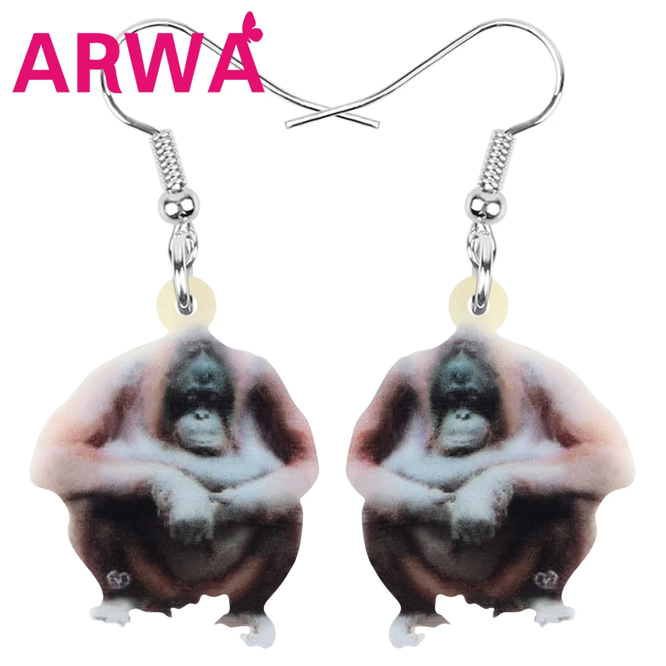 Фото Bonsny акриловые серьги в виде обезьяны орангутанга гориллы животных висячие