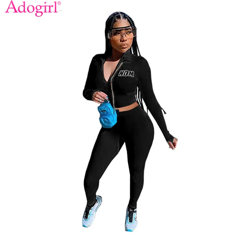 Adogirl Letter Print Ribbed Two Piece Set Women Fashion Casual Jogging Suit Long Sleeve Zipper Crop Top Leggings Pants Tracksuit
Adogirl Letter Print Ribbed Two Piece Set Women Fashion Casual Jogging Suit Long Sleeve Zipper Crop Top Leggings Pants Tracksuit