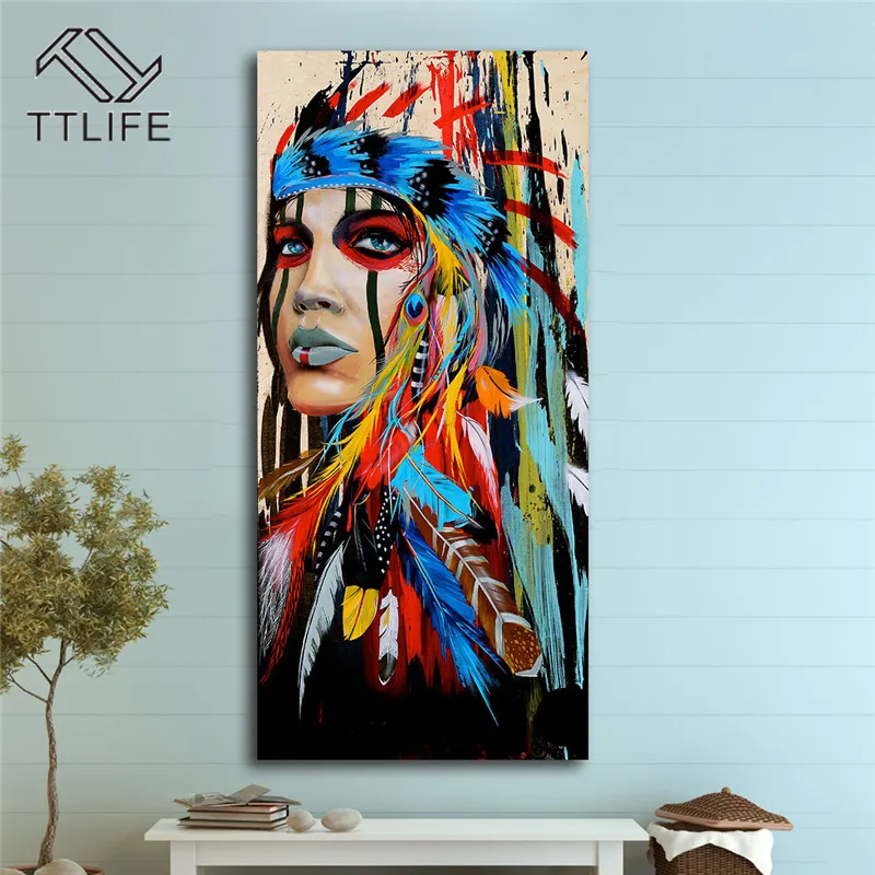 TTLIFE Hot Modern Abstract Feather Indian Girl Wall Art Canvas Oil Painting Poster Wall Pictures for Living Room Decoration Home
TTLIFE Hot Modern Abstract Feather Indian Girl Wall Art Canvas Oil Painting Poster Wall Pictures for Living Room Decoration Home
